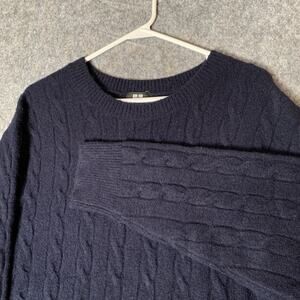 Uniqlo Men’s Souffle Cableknit Fishermen’s Sweater‎ Navy Blue Wool Blend Size XL